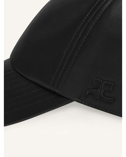 Courreges Black Ac Leather Cap for men