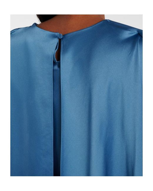 Jonathan Simkhai Blue Izel Caped Satin Gown
