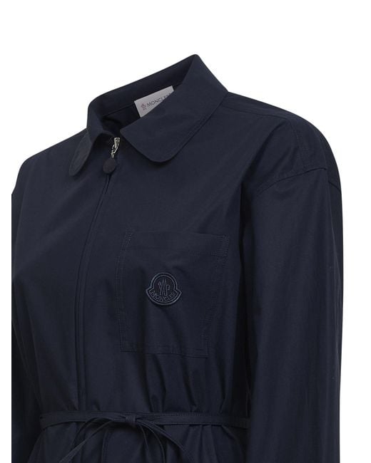 Moncler Blue Logo Patch Zipped Shirt Jacket