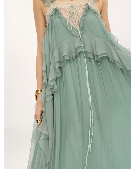 Chloé Green Sleeveless Layered Long Dress