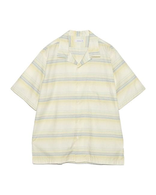 Nanamica White Open Collar Pique Short-Sleeve Shirt for men