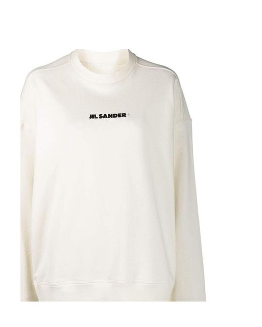 Jil Sander White Cropped Logo-Print Sweatshirt