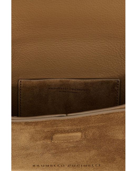 Brunello Cucinelli Brown Logo Debossed Envelope Shoulder Bag