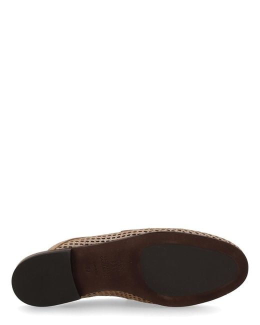 Brunello Cucinelli Brown Perforated Net Flat Mules