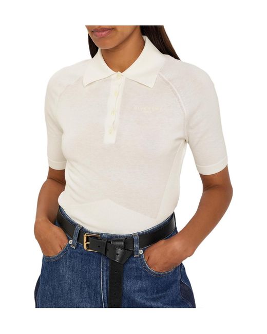Givenchy White Logo-Embroidered Cotton And Silk-Blend Polo Shirt
