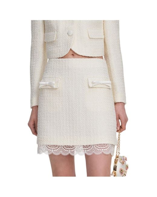 Self-Portrait White Boucle Lace Mini Skirt
