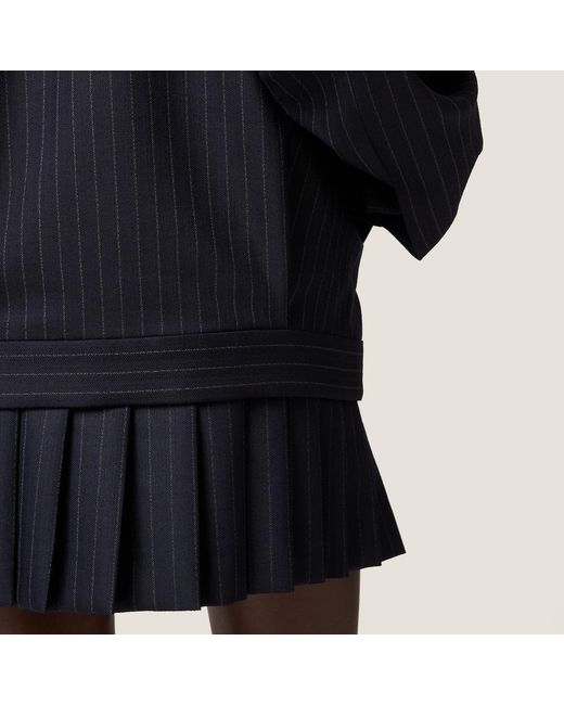 Miu Miu Black Logo-Appliqué Pleated Mini Skirt