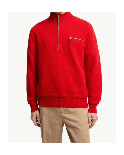 Moncler Red Wool Cashmere Blend Turtleneck Sweater for men