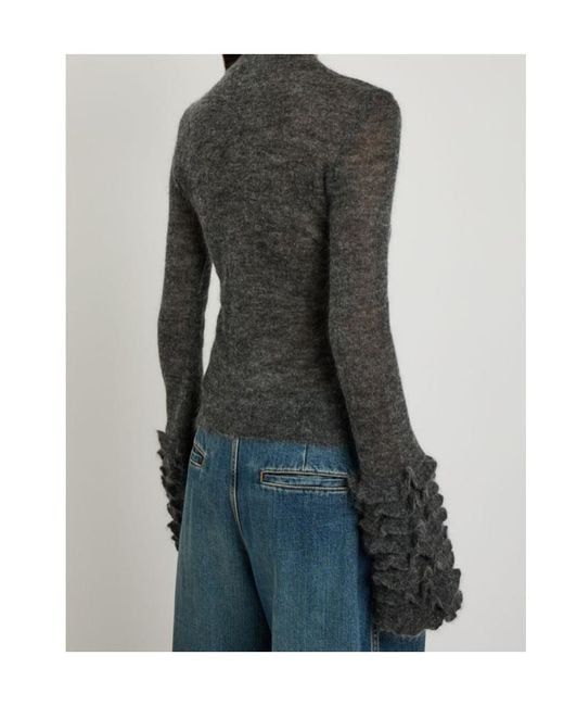 Alaïa Black Ruffled Mohair-Blend Top