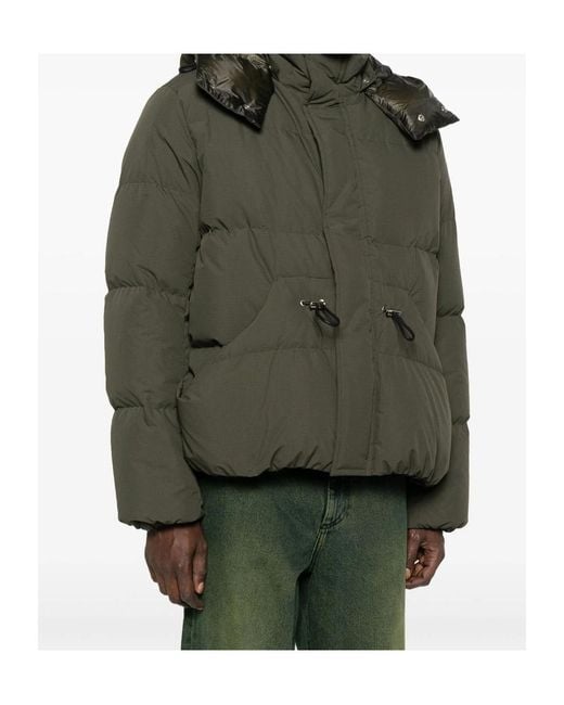Sacai Green High Neck Hooded Puffer Jacket for men