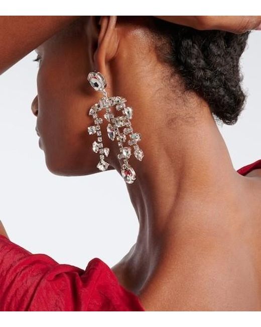 Magda Butrym White Crystal-Embellished Drop Earrings