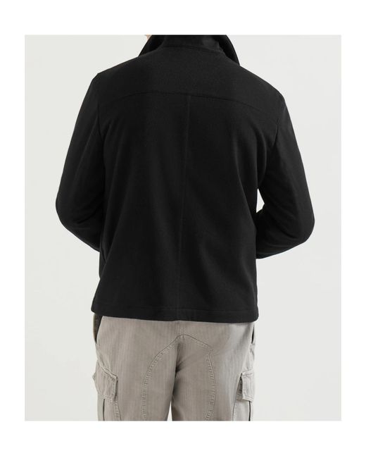 Brunello Cucinelli Black Lightweight Cashmere Flannel Outerwear Jacket for men