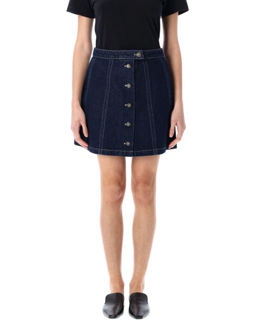 A.P.C. Blue Denim Pipa Mini Skirt