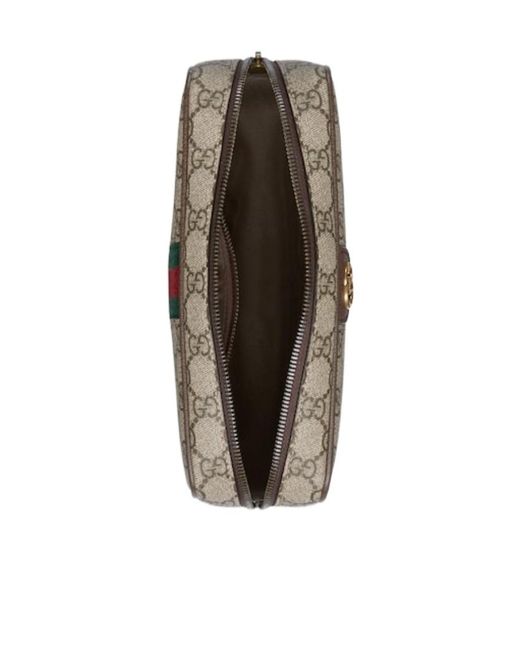 Gucci Gray Web Striped Toiletry Case