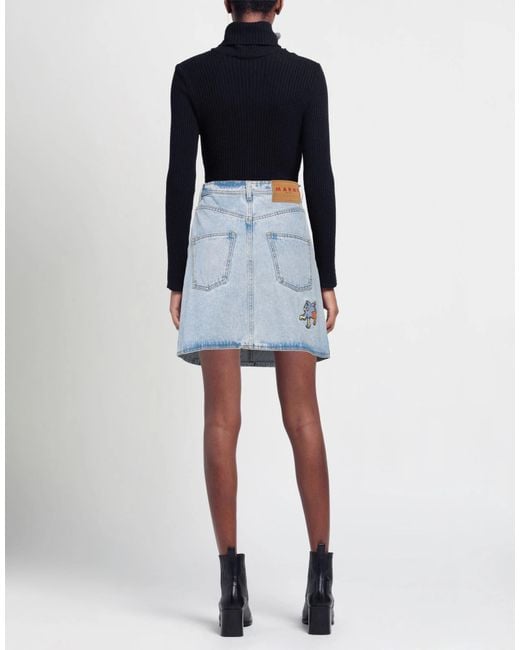 Marni Blue Medium Denim Umbrella Skirt