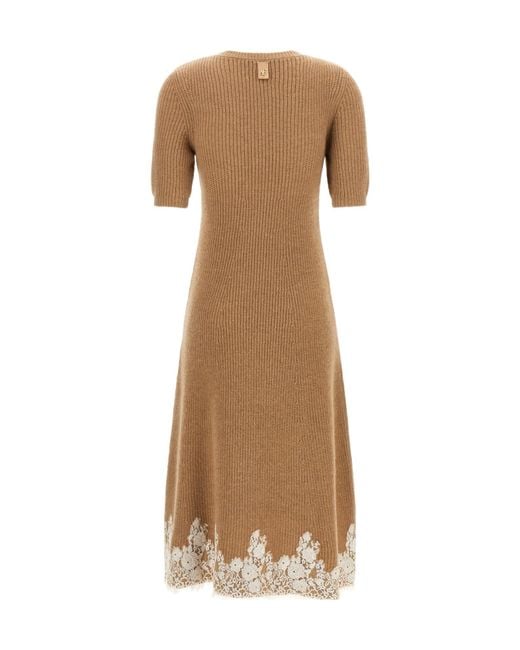 Alberta Ferretti Natural Lace Hem Dress