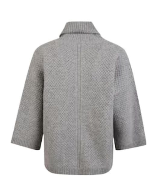 Fabiana Filippi Gray Turtleneck Waffle-Knit Sweater