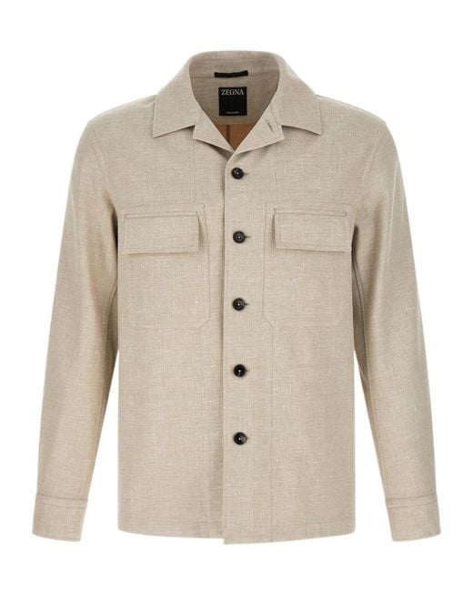Zegna Natural Long-Sleeved Casual Jacket for men