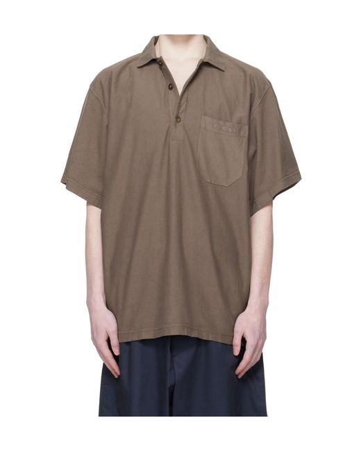 Hed Mayner Gray Embroidered Pocket Polo T-Shirt for men