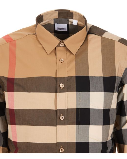 Burberry Brown Checked Button-Up Shirt for men