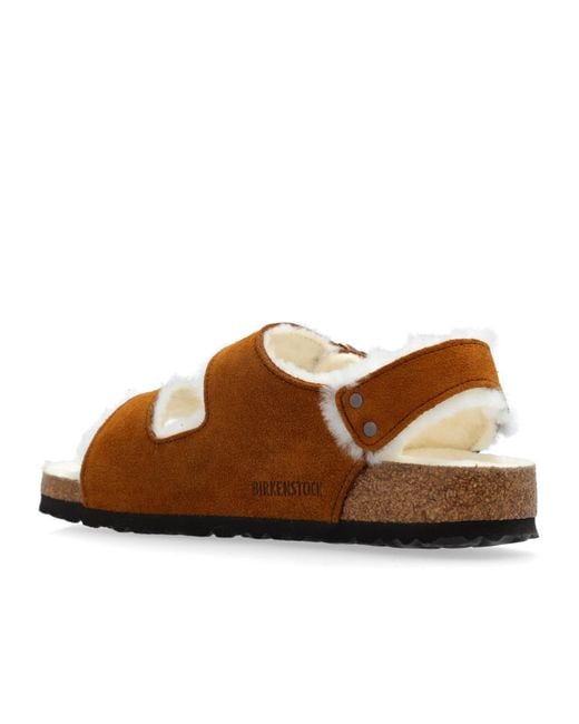 Birkenstock Brown Milano Shearling Buckled Sandals