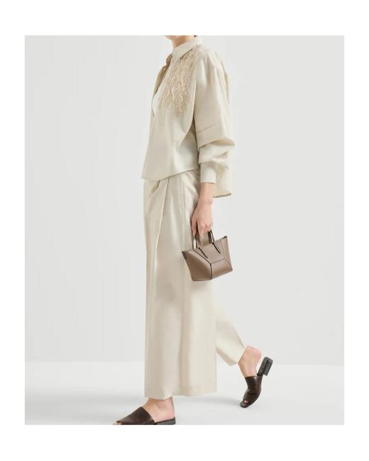 Brunello Cucinelli White Embellished Buttoned Blouse