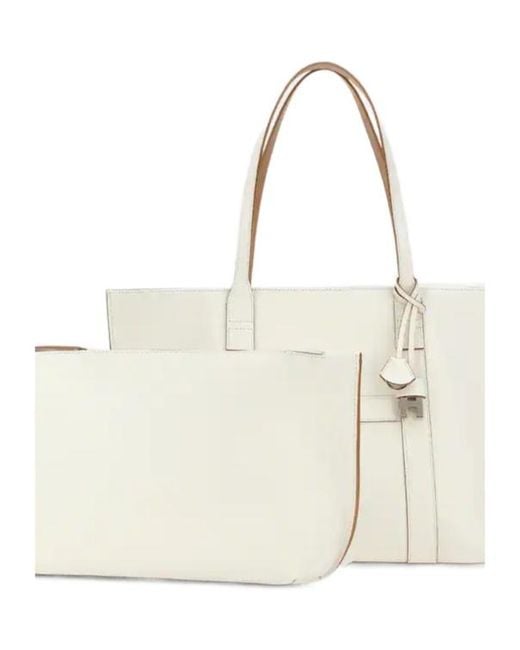 Hogan White Hanging Accent Script Top Handle Bag
