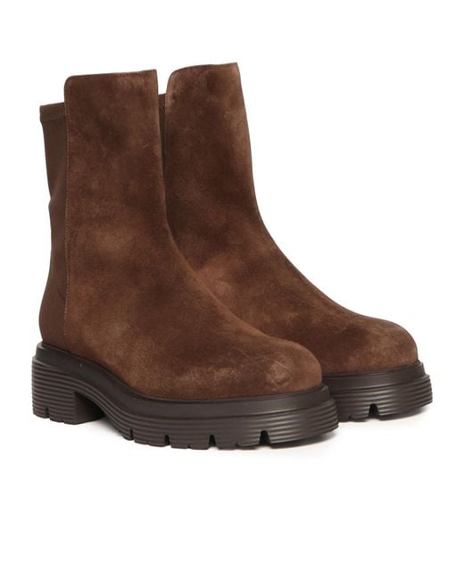 Stuart Weitzman Brown Round Toe Ankle Boots
