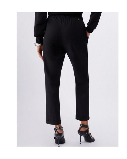 Liu Jo Black Cuffed Elasticated Trousers