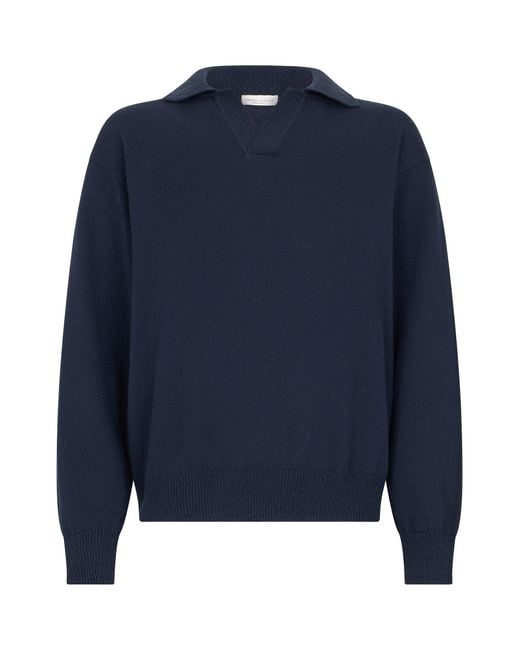 Roberto Collina Blue Open Collar Knitted Sweater for men