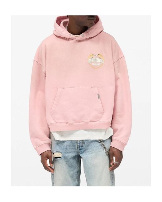 Represent Pink Long Sleeved Logo-Embroidered Hoodie for men