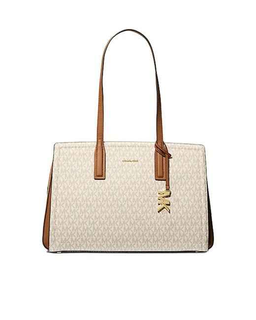 MICHAEL Michael Kors Natural Laila Medium Signature Logo Tote Bag