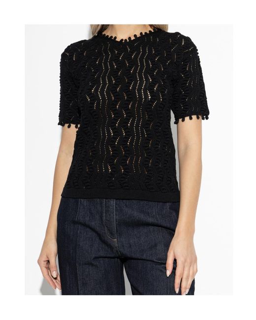 Jil Sander Black Laced Knitted Top