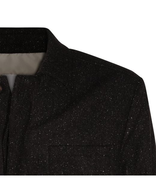 Eleventy Black Speckled Shirt Jacket for men