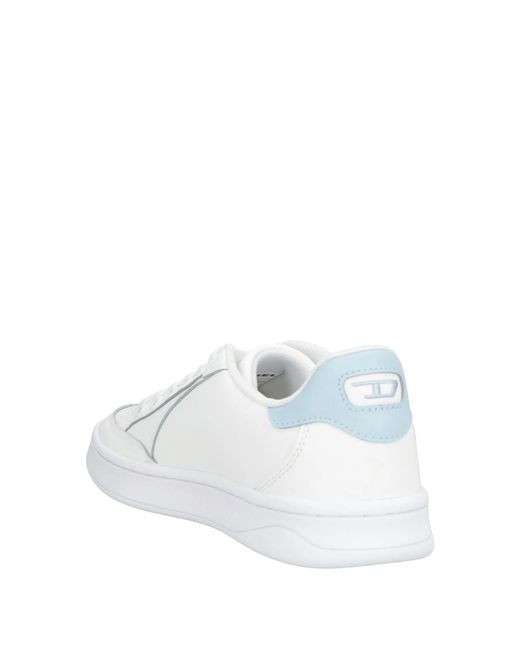 DIESEL White Minimalist Leather Low-Top Sneakers