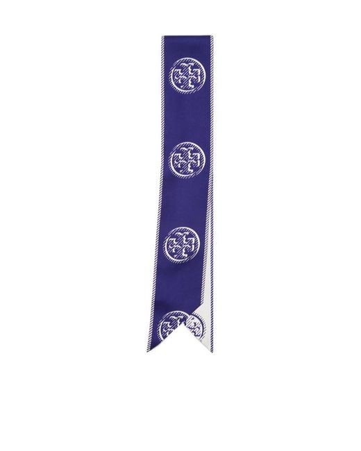 Tory Burch Blue Printed Neck Scarf