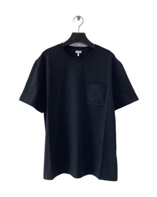 Loewe Blue Logo Embroidered Crewneck T-Shirt for men