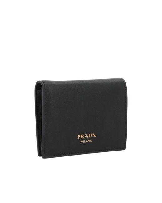 Prada Black Logo-Stamp Bi-Fold Wallet