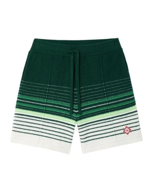 Casablanca Green Striped Knit Drawstring Shorts for men