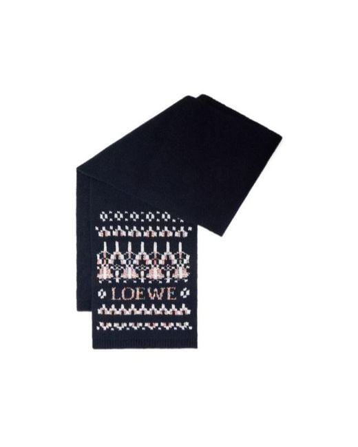 Loewe Blue Logo Intarsia Scarf