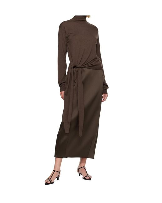 Rohe Brown High-Waisted Midi Skirt