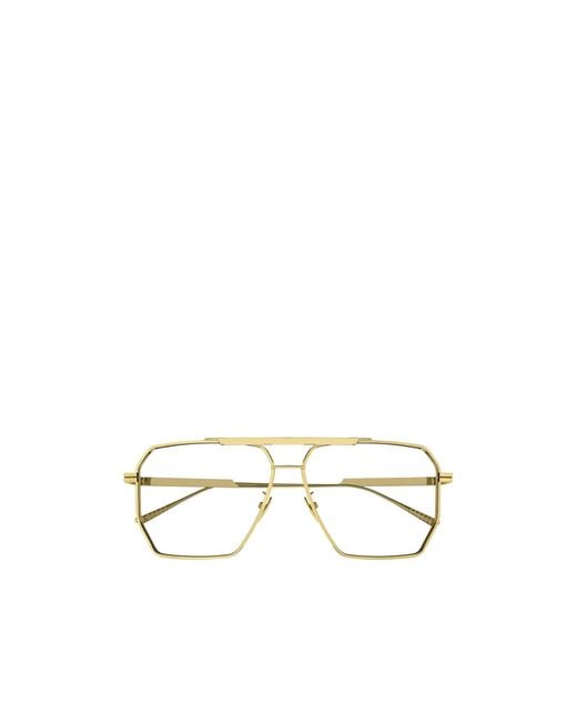 Bottega Veneta White Eyewear Pilot Frame Sunglasses