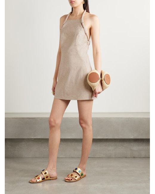 Cult Gaia Natural Lenis Halter-Neck Mini Dress