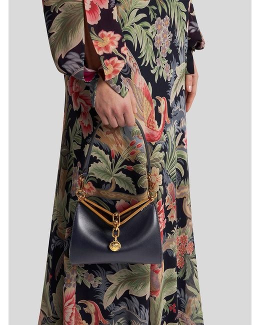 Etro Blue Vela Logo Charm Mini Shoulder Bag