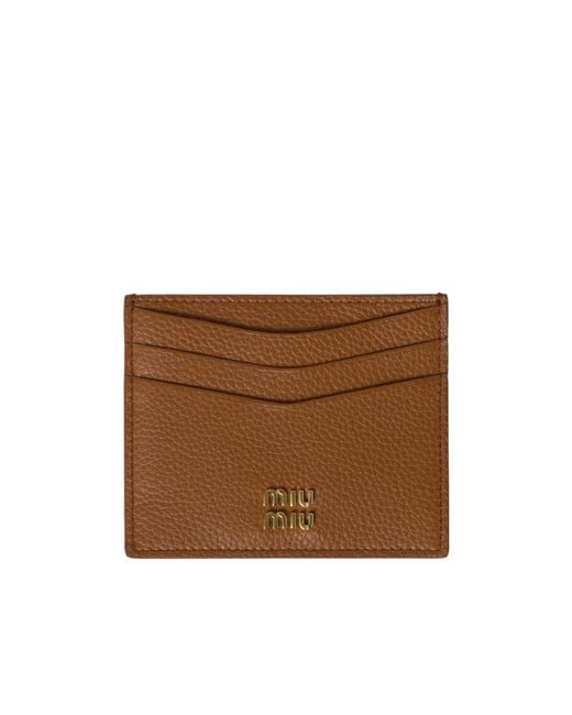 Miu Miu Brown Leather Card Holder