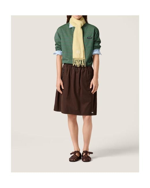 Miu Miu Brown Washed Gabardine Skirt