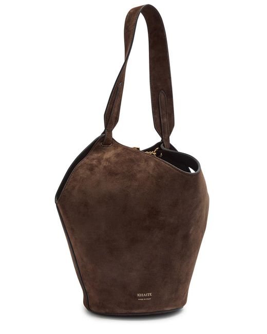 Khaite Brown Lotus Mini Suede Tote Bag
