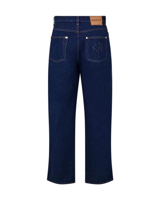 Gucci Blue Logo Patch Jeans for men