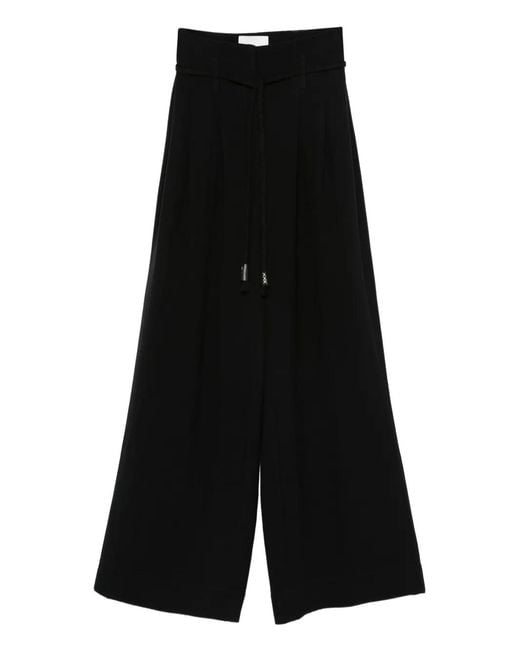Nanushka Black High-Waist Belt Trousers