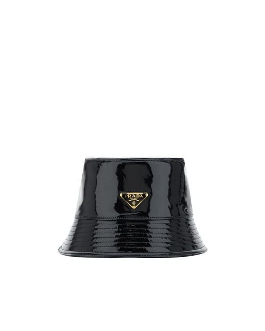 Prada Black Triangle Logo Plaque Bucket Hat